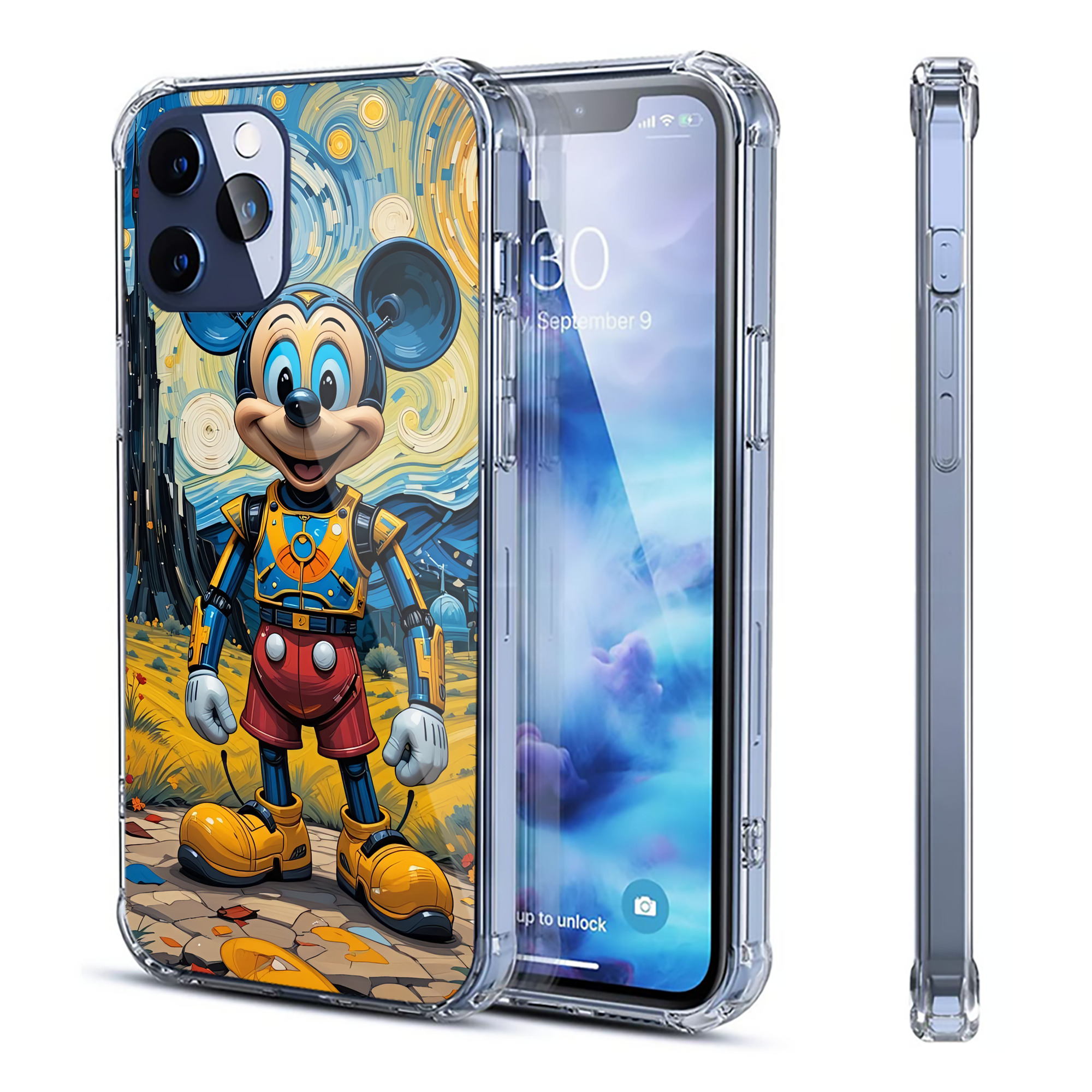 （画像用） ミッキーマウス Mickey Mouse 【iPhone 12シリーズ対応】透明スマホケース（クリアソフトケース）